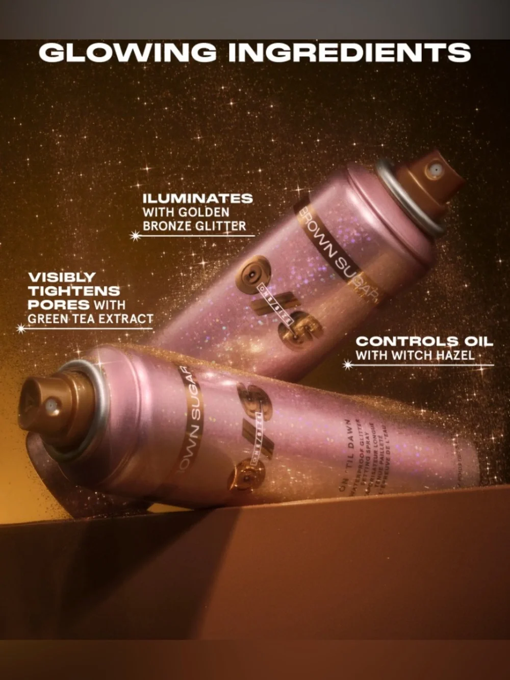 ONE/ SIZE On 'Til Dawn Waterproof Glitter Setting Spray -BROWN SUGAR LMTD. EDT.
